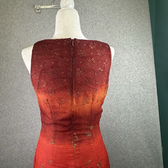 Vintage Orange Ombré Sheer Lined‎ Y2k Whimsical Coquette Fairy Midi Dress Size 6 - Picture 5 of 11